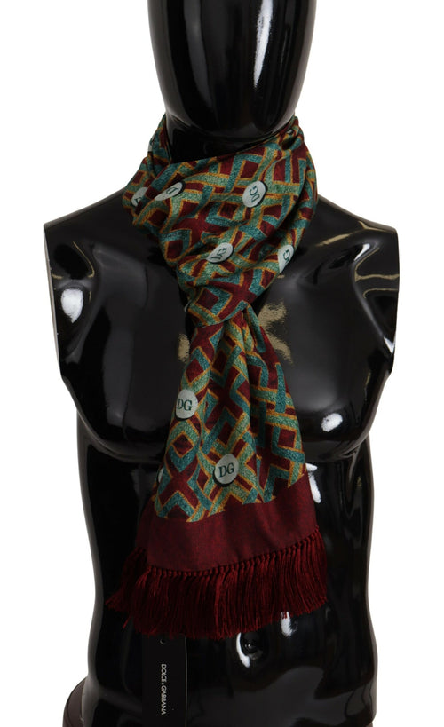Dolce & Gabbana Multicolor DG Logo Shawl Warm Neck Wrap Fringe Scarf - ClickThatClicks 
