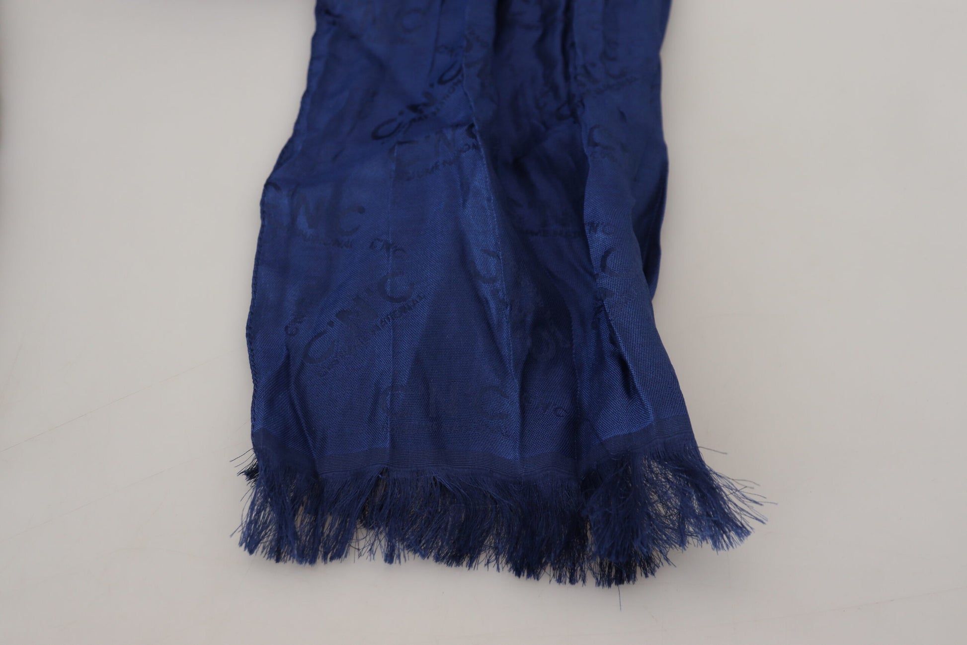 Costume National Blue Silk Shawl Foulard Fringes Scarf - ClickThatClicks 