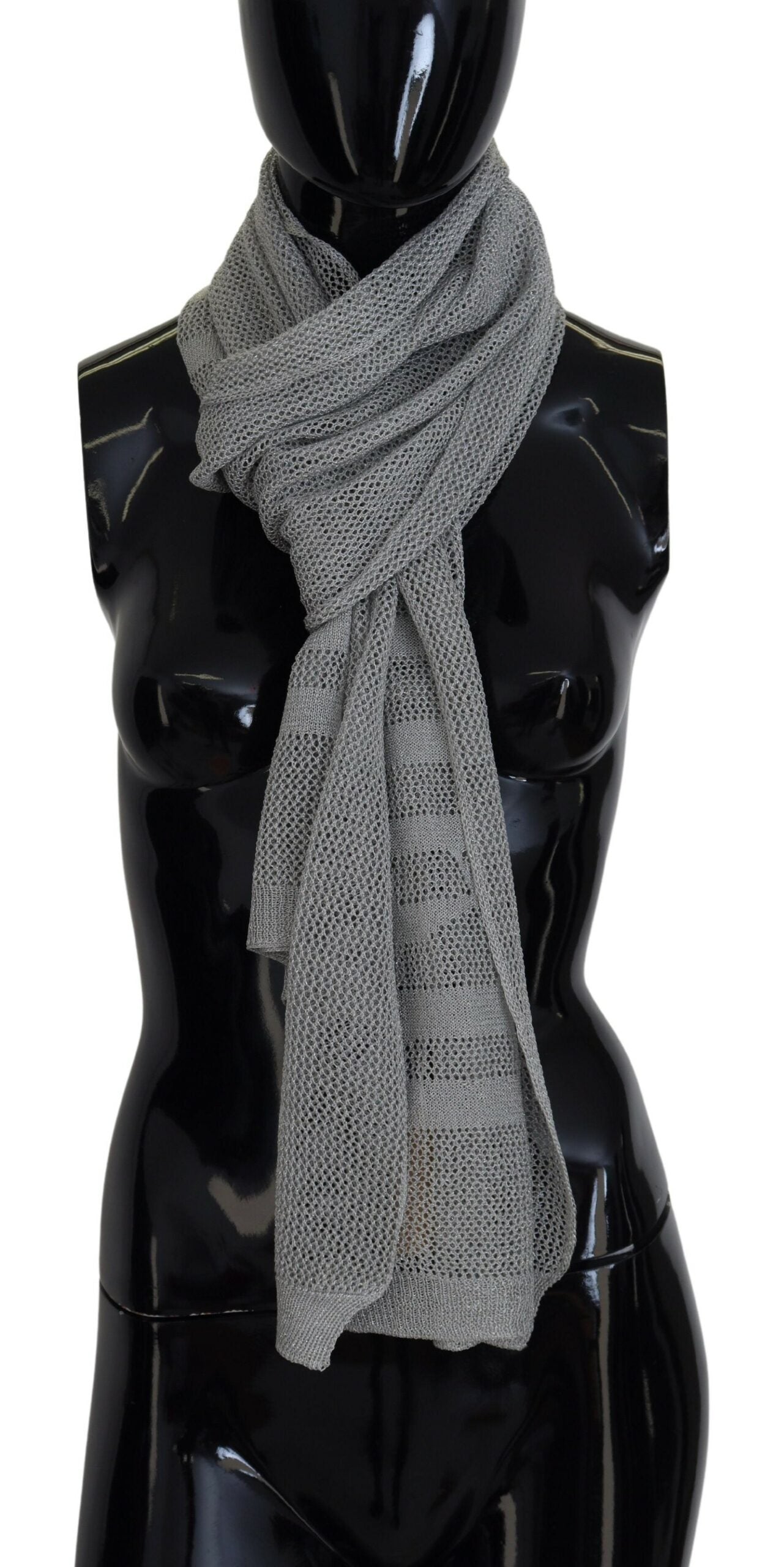 John Galliano Gray Logo Knitted Neck Wrap Shawl Foulard Scarf - ClickThatClicks 
