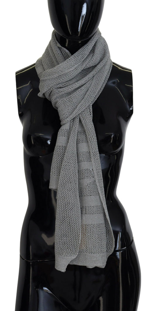 John Galliano Gray Logo Knitted Neck Wrap Shawl Foulard Scarf - ClickThatClicks 