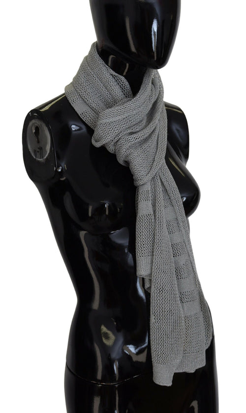 John Galliano Gray Logo Knitted Neck Wrap Shawl Foulard Scarf - ClickThatClicks 
