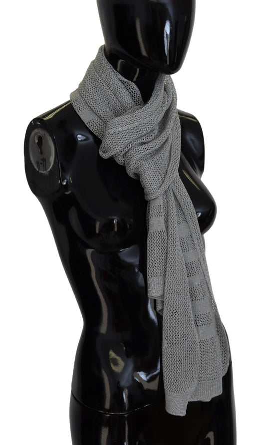 John Galliano Gray Logo Knitted Neck Wrap Shawl Foulard Scarf - ClickThatClicks 