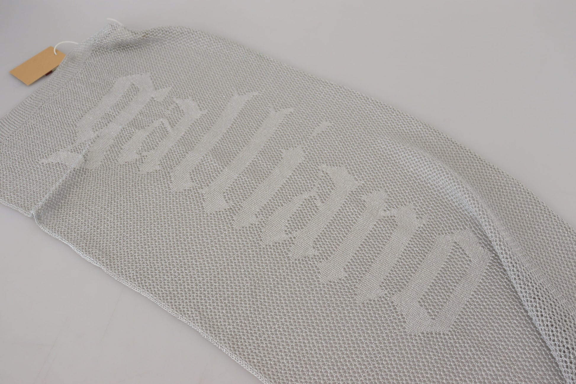 John Galliano Gray Logo Knitted Neck Wrap Shawl Foulard Scarf - ClickThatClicks 