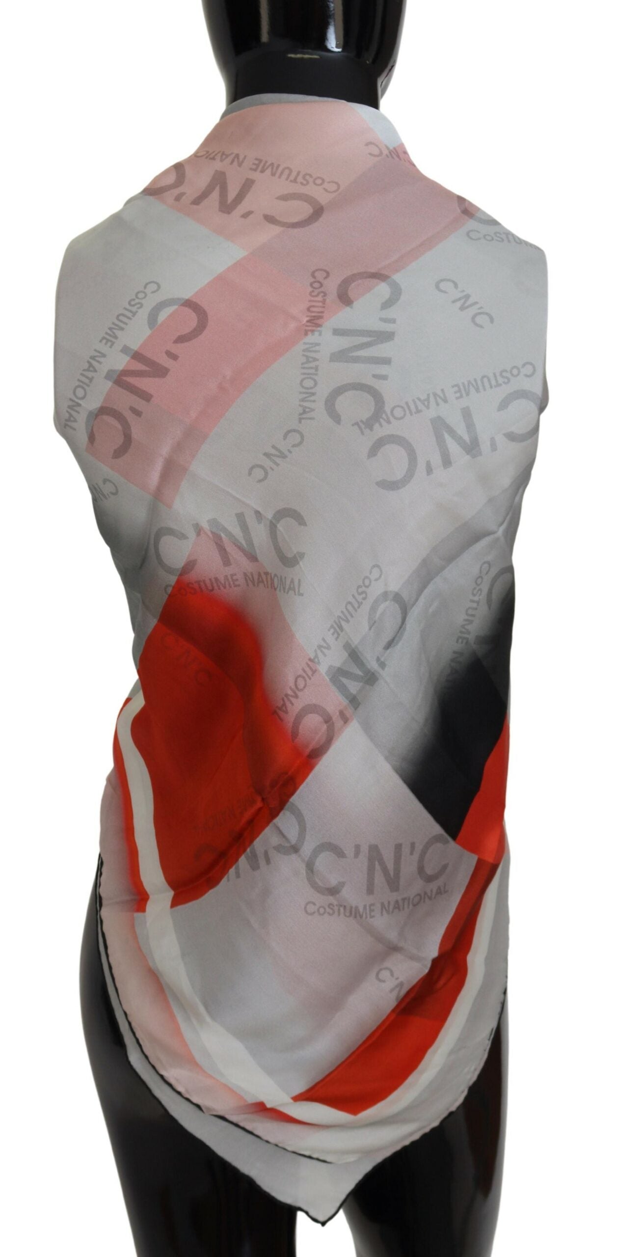 Costume National Gray Red Shawl Foulard Wrap Scarf - ClickThatClicks 