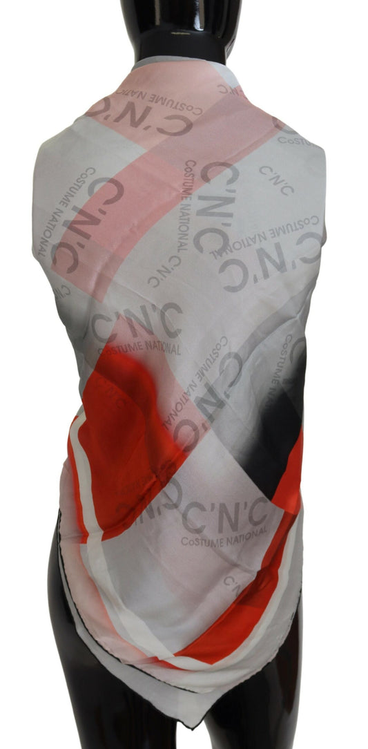 Costume National Gray Red Shawl Foulard Wrap Scarf - ClickThatClicks 