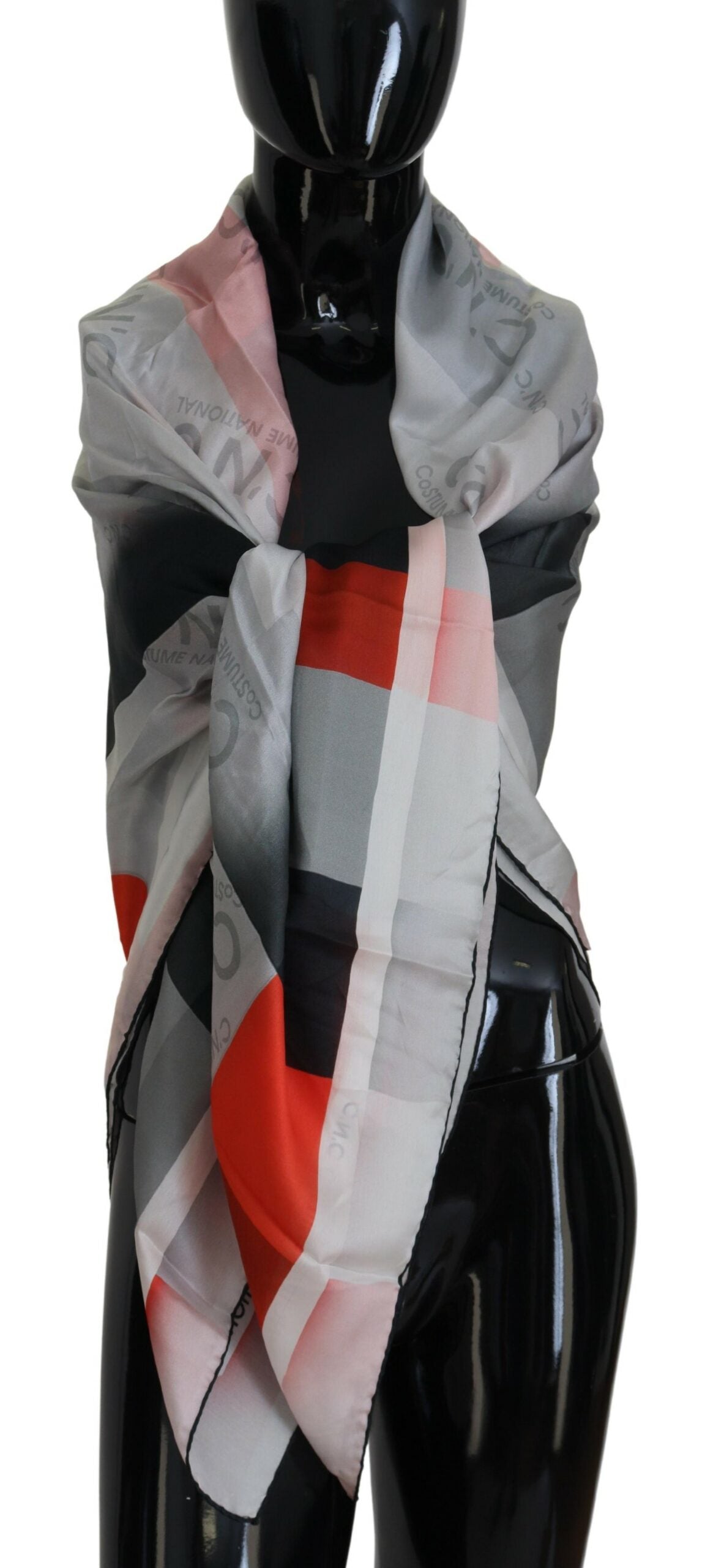 Costume National Gray Red Shawl Foulard Wrap Scarf - ClickThatClicks 