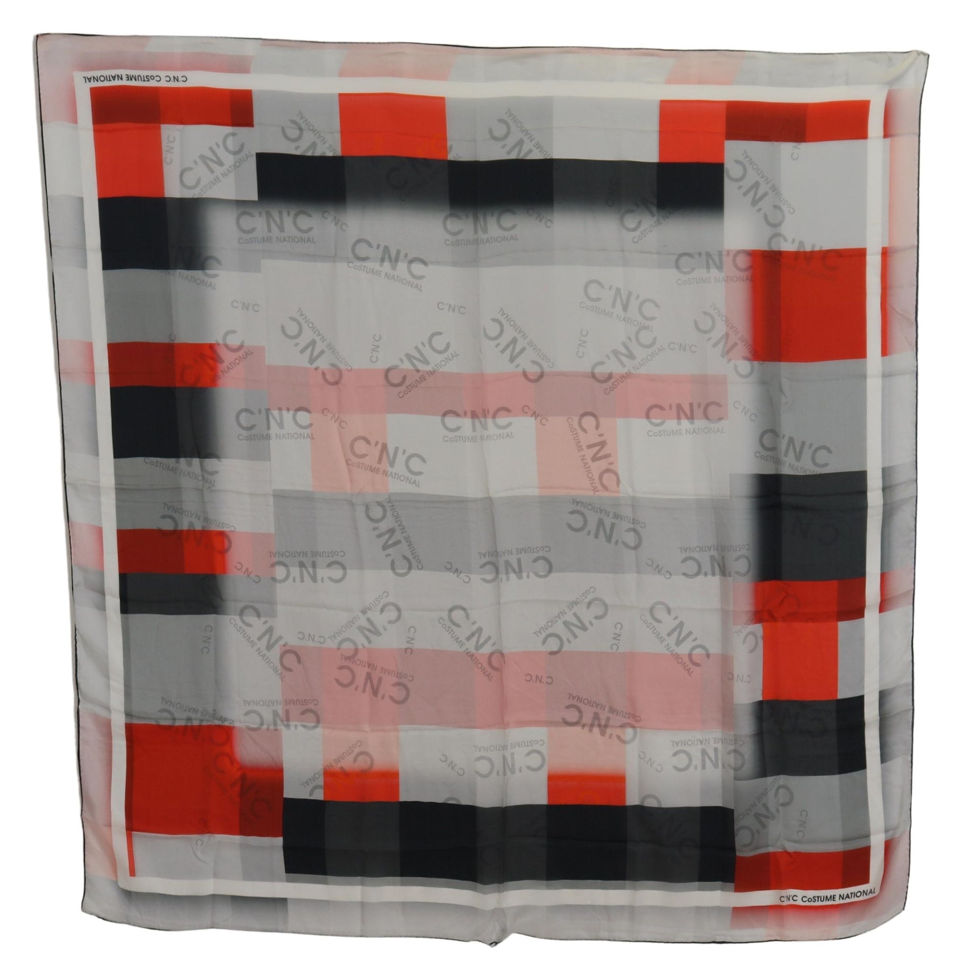 Costume National Gray Red Shawl Foulard Wrap Scarf - ClickThatClicks 