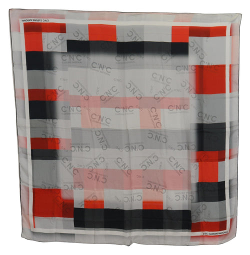 Costume National Gray Red Shawl Foulard Wrap Scarf - ClickThatClicks 