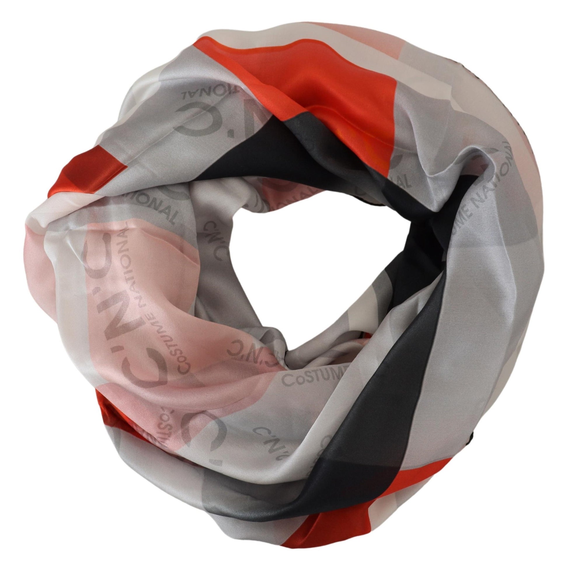 Costume National Gray Red Shawl Foulard Wrap Scarf - ClickThatClicks 