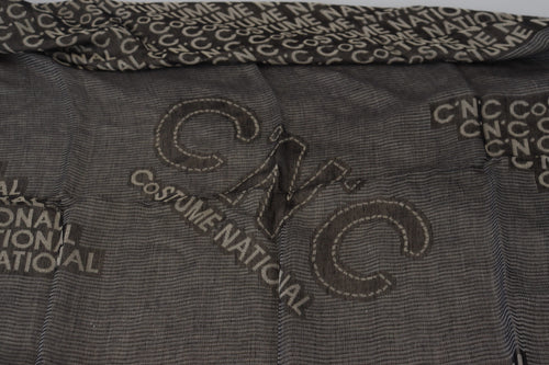 Costume National Gray Logo Knit Neck Wrap Shawl Scarf - ClickThatClicks 