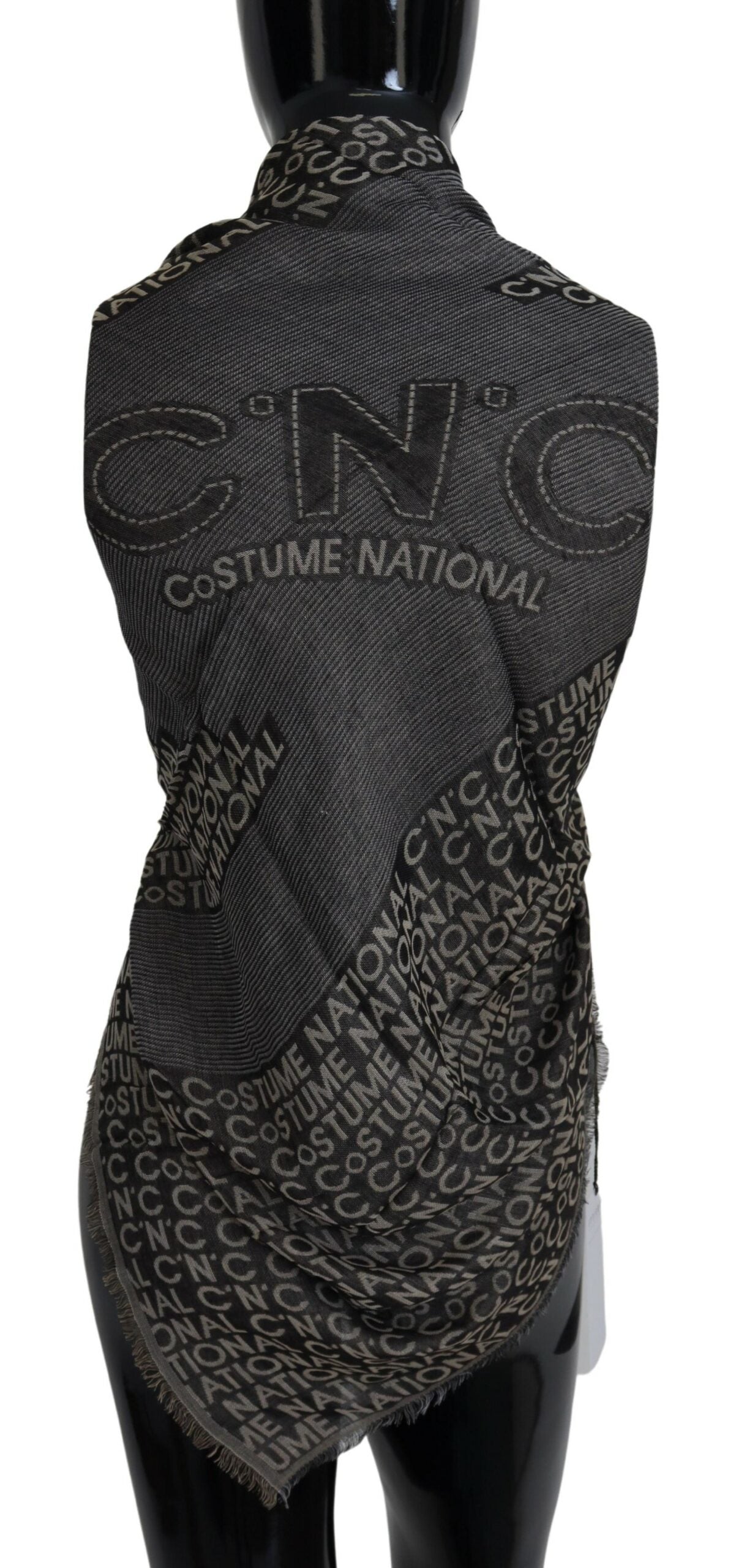 Costume National Gray Logo Knit Neck Wrap Shawl Scarf - ClickThatClicks 