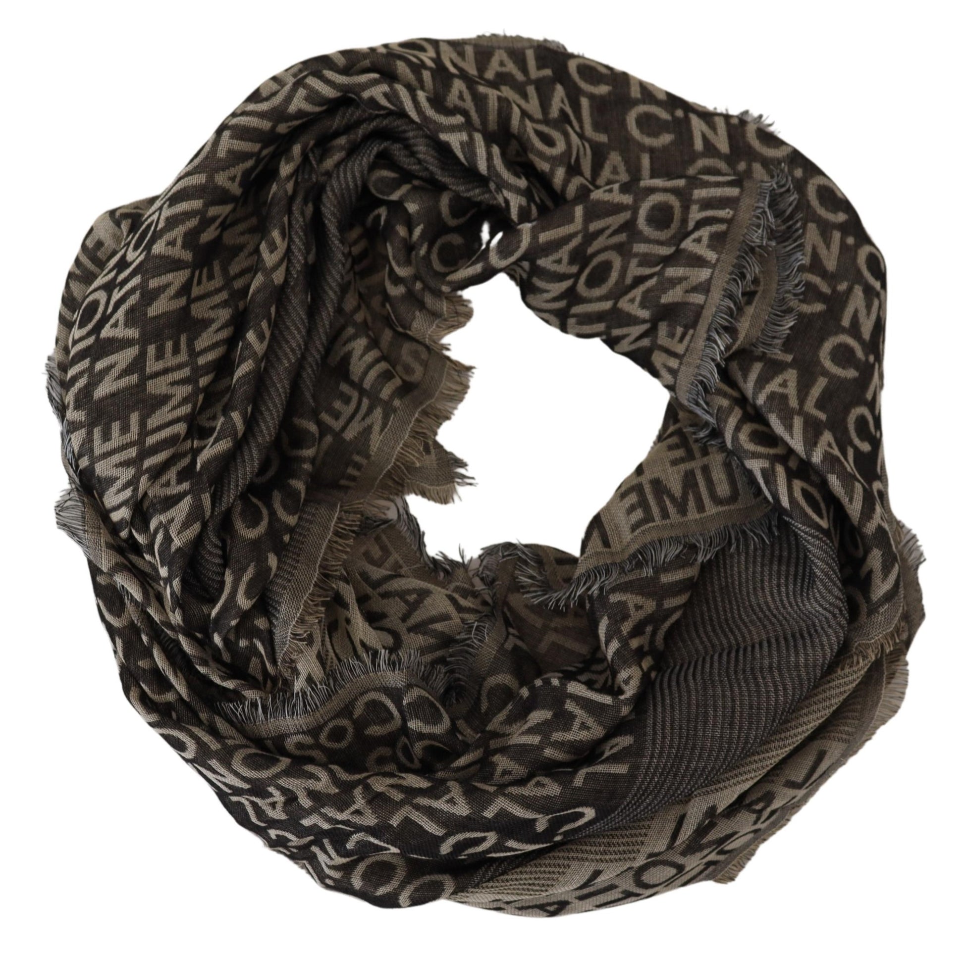 Costume National Gray Logo Knit Neck Wrap Shawl Scarf - ClickThatClicks 
