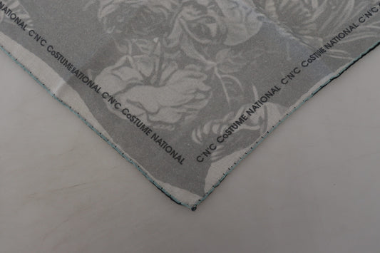 Costume National Gray Print Shawl Foulard Branded Scarf - ClickThatClicks 