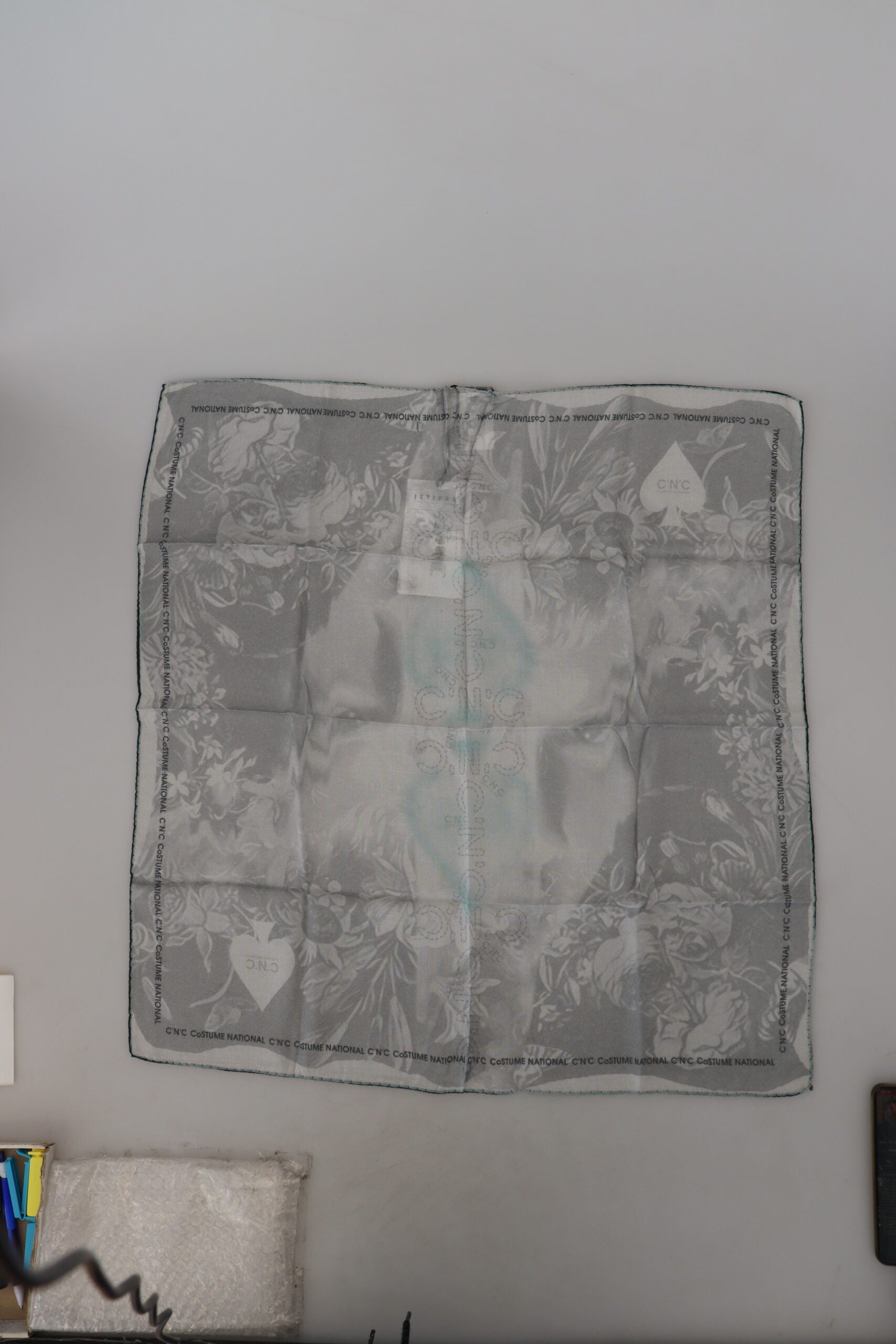 Costume National Gray Print Shawl Foulard Branded Scarf - ClickThatClicks 