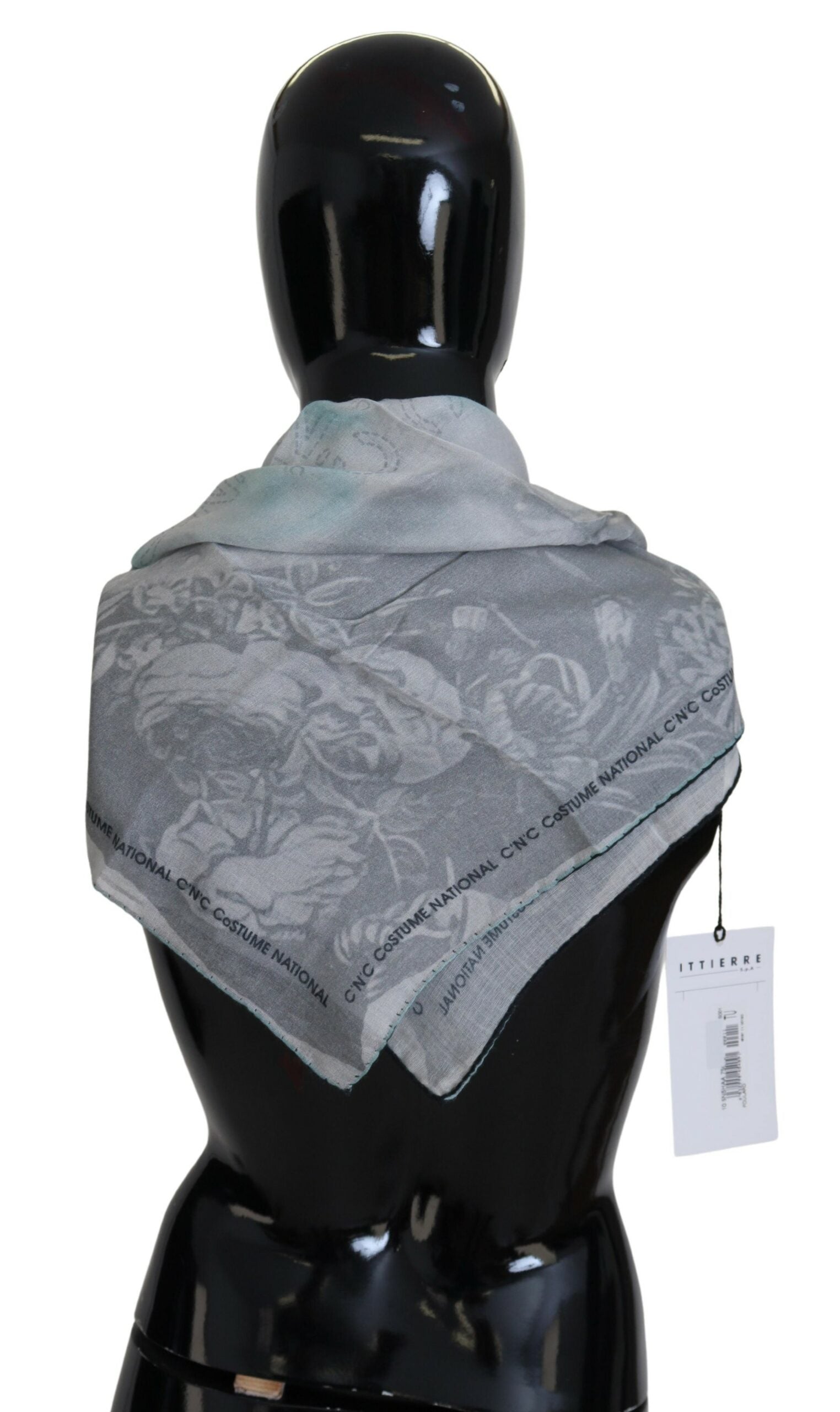 Costume National Gray Print Shawl Foulard Branded Scarf - ClickThatClicks 