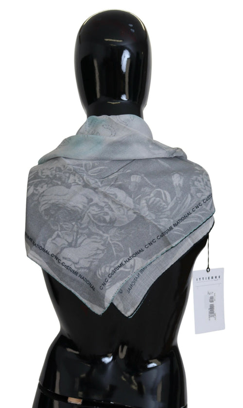 Costume National Gray Print Shawl Foulard Branded Scarf - ClickThatClicks 