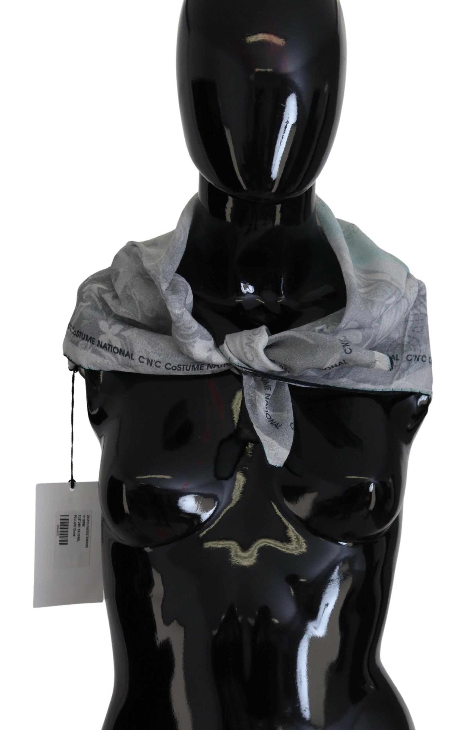 Costume National Gray Print Shawl Foulard Branded Scarf - ClickThatClicks 