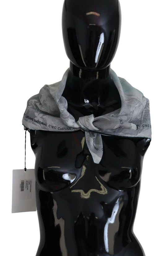 Costume National Gray Print Shawl Foulard Branded Scarf - ClickThatClicks 
