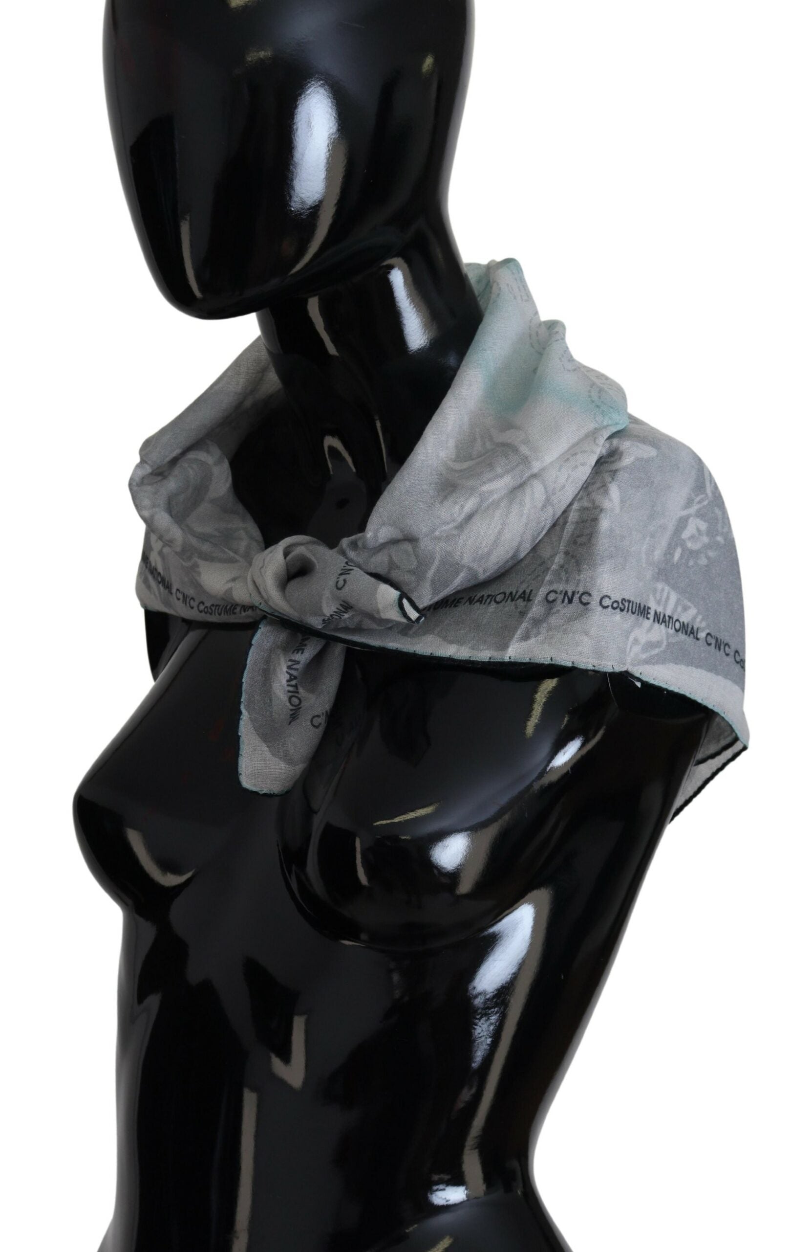Costume National Gray Print Shawl Foulard Branded Scarf - ClickThatClicks 