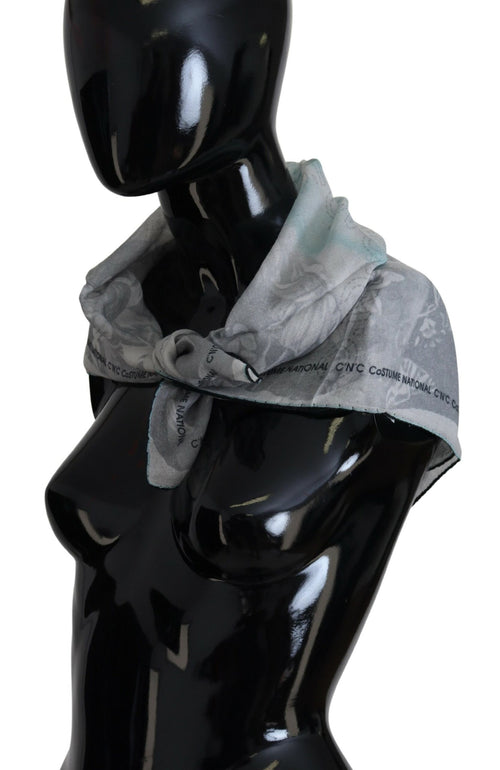 Costume National Gray Print Shawl Foulard Branded Scarf - ClickThatClicks 