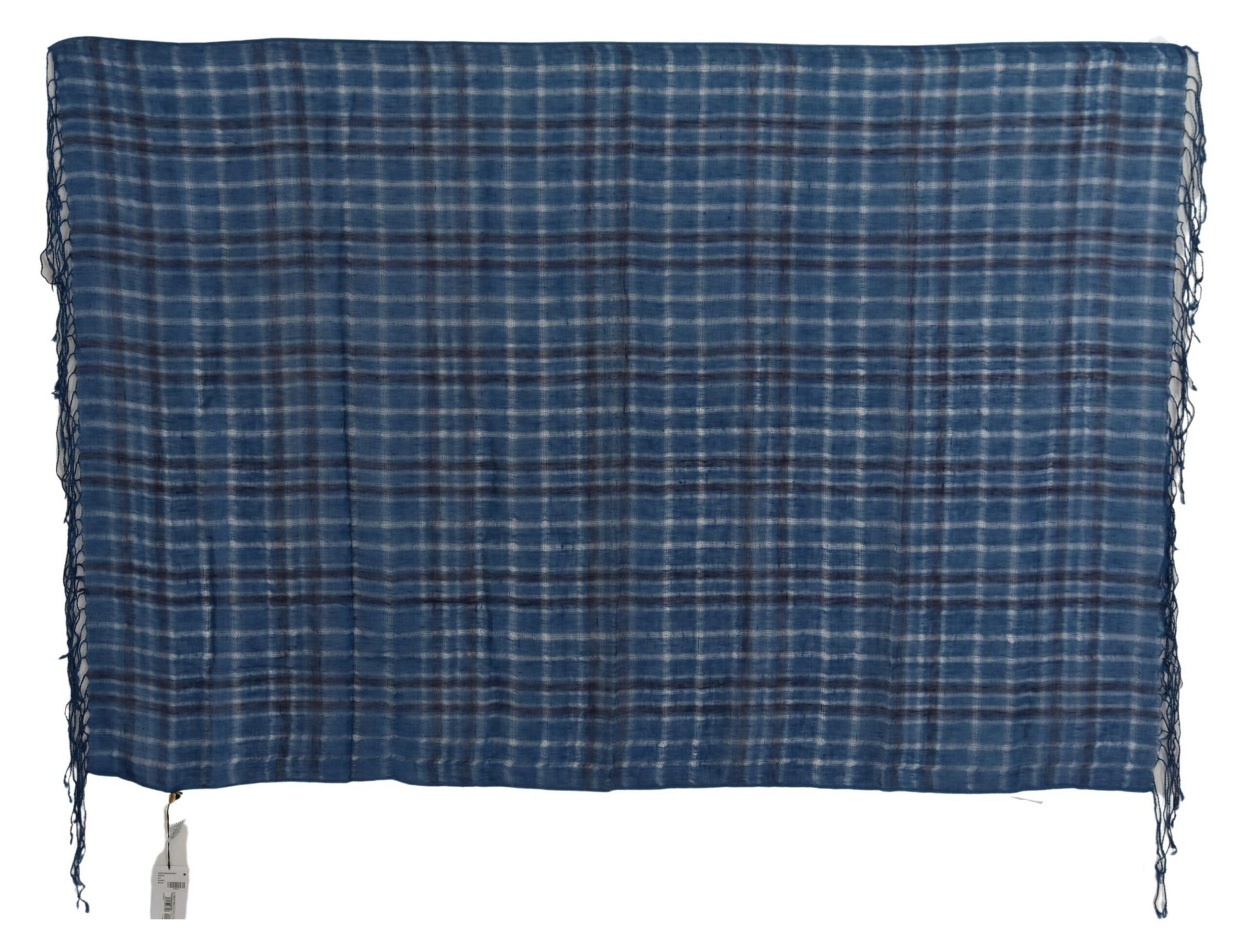 Costume National Blue Linen Shawl Foulard Fringes Scarf - ClickThatClicks 