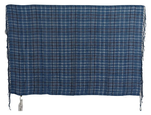 Costume National Blue Linen Shawl Foulard Fringes Scarf - ClickThatClicks 