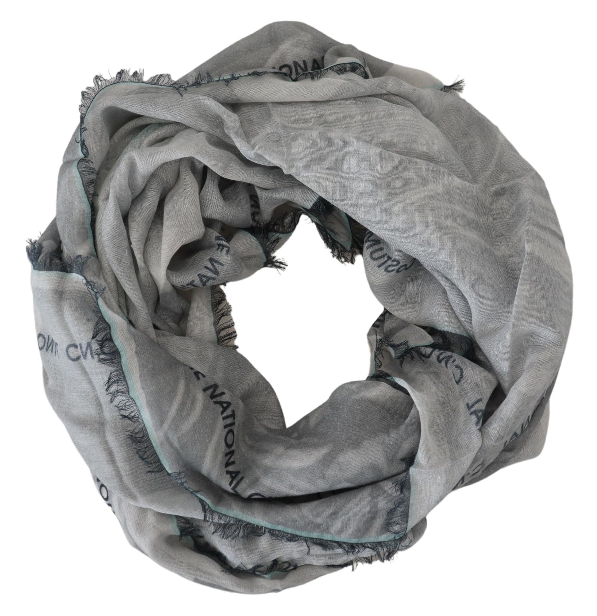Costume National Gray Print Shawl Foulard Fringes Scarf - ClickThatClicks 