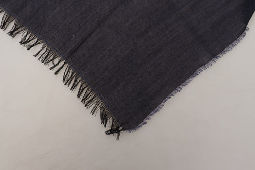GF Ferre Dark Blue Wool Neck Wrap Shawl Fringes Scarf - ClickThatClicks 