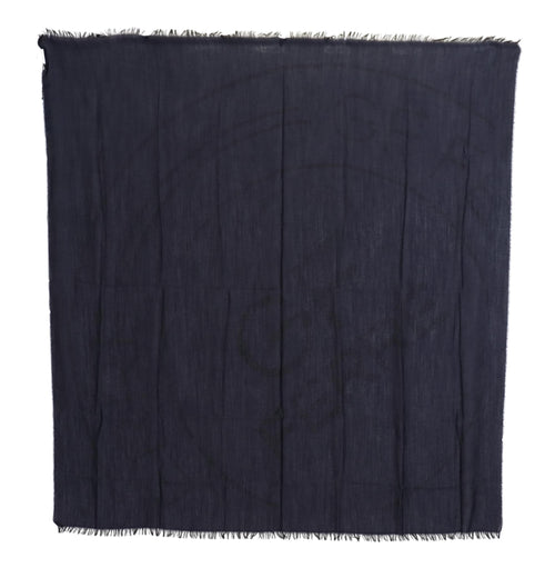 GF Ferre Dark Blue Wool Neck Wrap Shawl Fringes Scarf - ClickThatClicks 