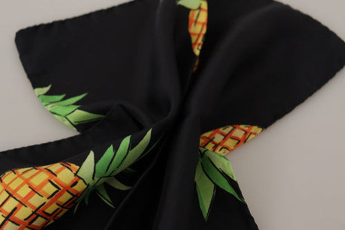 Dolce & Gabbana Black Pineapple Printed Square Handkerchief  Scarf - ClickThatClicks 