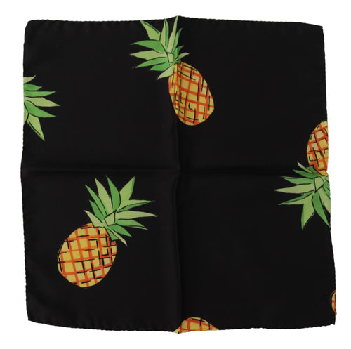 Dolce & Gabbana Black Pineapple Printed Square Handkerchief  Scarf - ClickThatClicks 