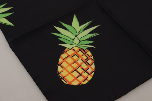 Dolce & Gabbana Black Pineapple Printed Square Handkerchief  Scarf - ClickThatClicks 