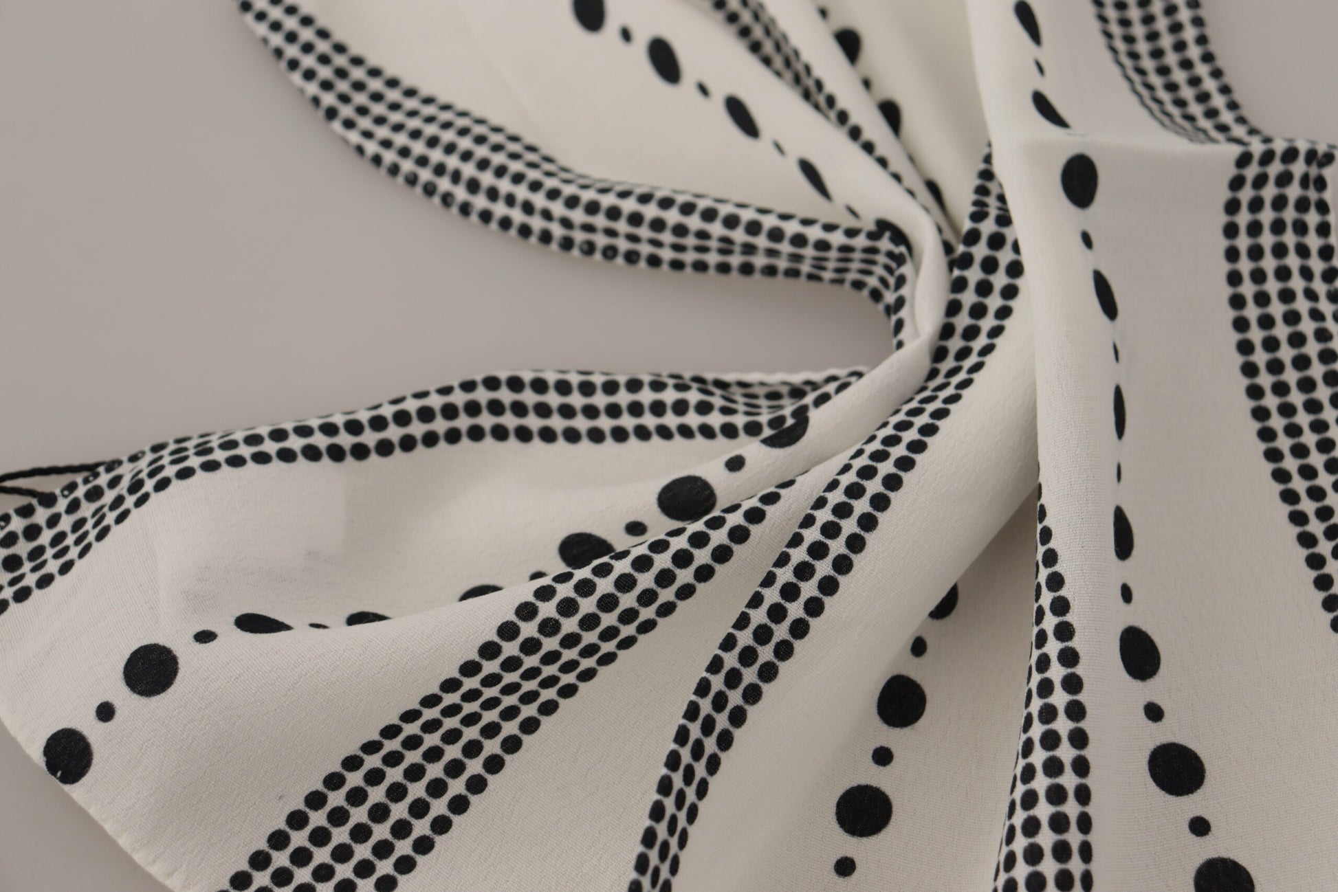 Dolce & Gabbana White Dotted Stripes Square Handkerchief Viscose Scarf - ClickThatClicks 