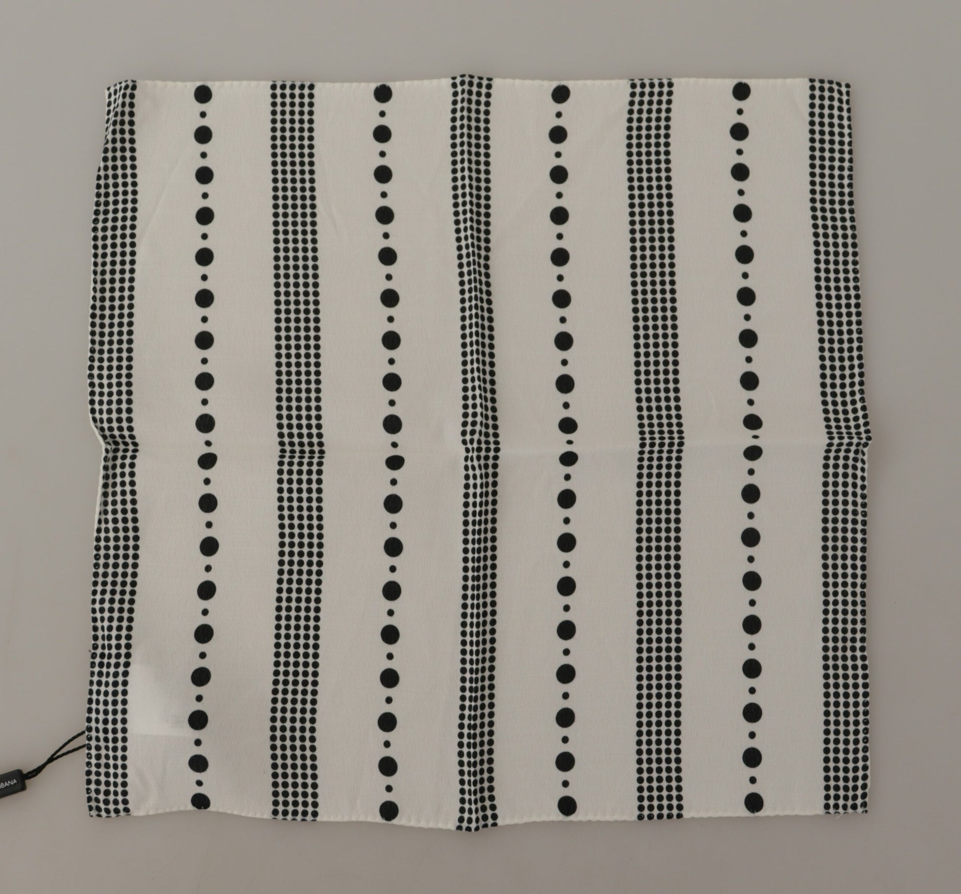 Dolce & Gabbana White Dotted Stripes Square Handkerchief Viscose Scarf - ClickThatClicks 