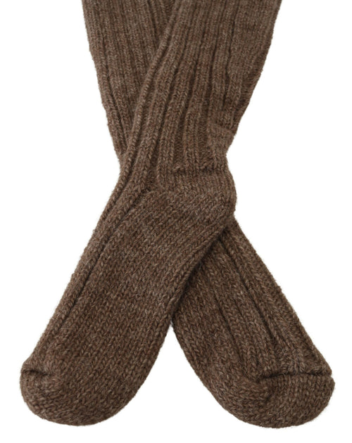 Dolce & Gabbana Brown Wool Knit Calf Long Women Socks - ClickThatClicks 