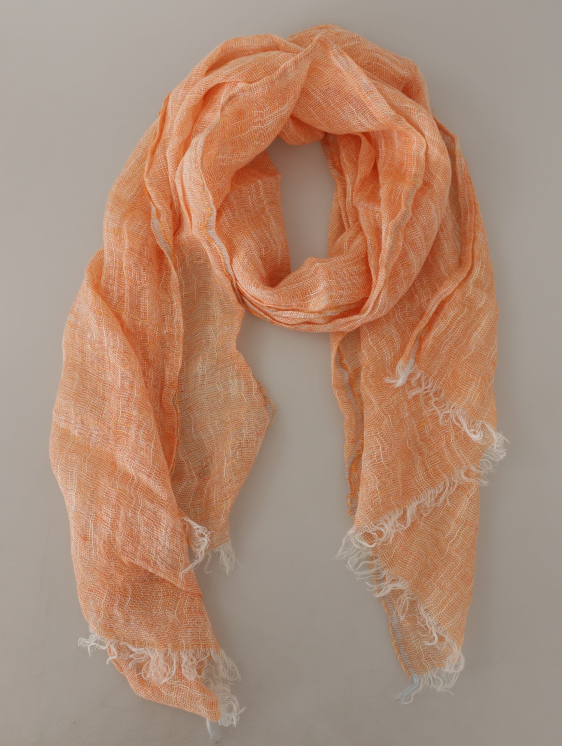 Malo Peach Linen Knitted Shawl Wrap Fringes Scarf - ClickThatClicks 