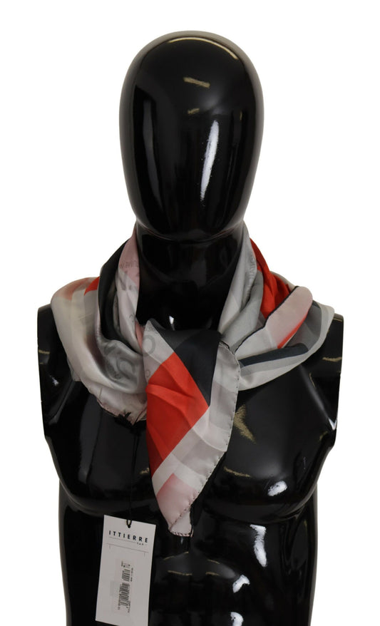 Costume National Gray Red Silk Shawl Foulard Wrap Scarf - ClickThatClicks 
