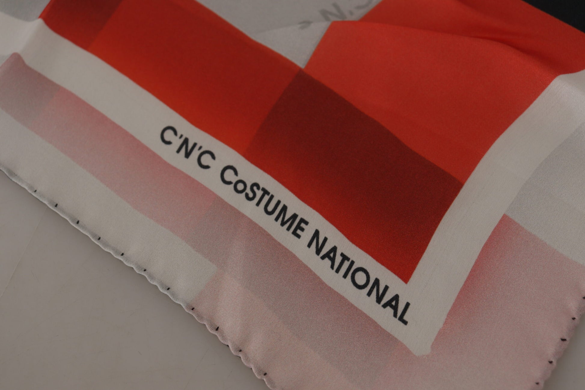 Costume National Gray Red Silk Shawl Foulard Wrap Scarf - ClickThatClicks 