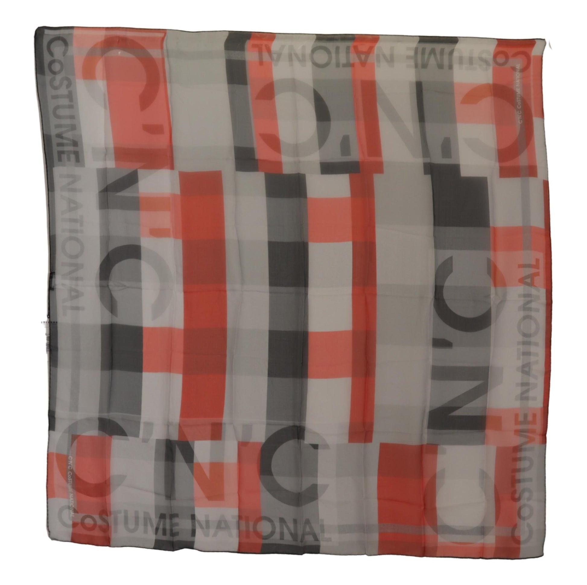 Costume National Gray Red Shawl Foulard Wrap  Scarf - ClickThatClicks 