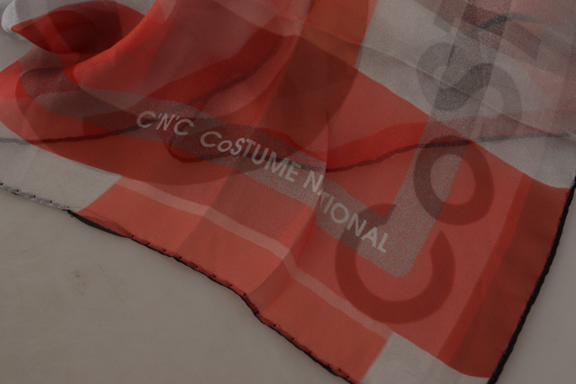 Costume National Gray Red Shawl Foulard Wrap  Scarf - ClickThatClicks 