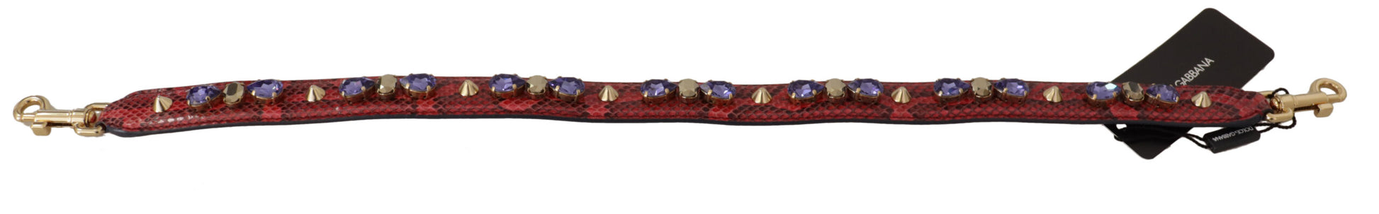Dolce & Gabbana Red Exotic Leather Crystals Bag Shoulder Strap - ClickThatClicks 