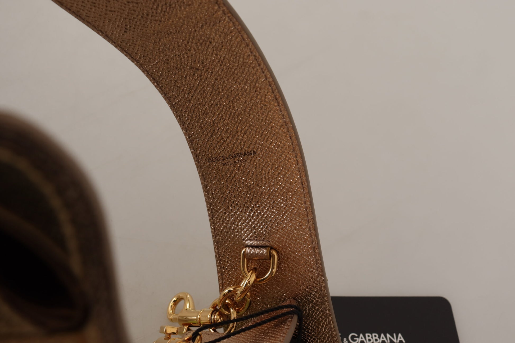 Dolce & Gabbana Gold Leather LOVE Patch Bag Shoulder Strap - ClickThatClicks 