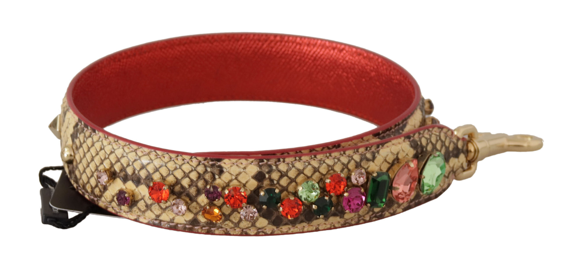 Dolce & Gabbana Beige Exotic Leather Crystals Shoulder Strap - ClickThatClicks 