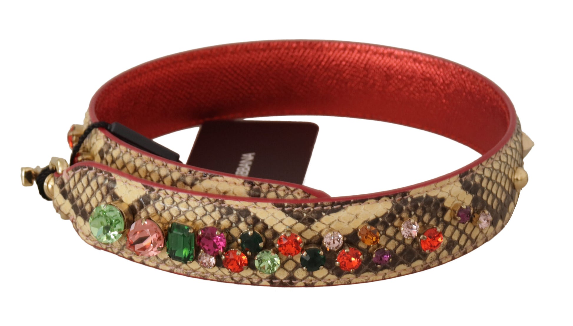 Dolce & Gabbana Beige Exotic Leather Crystals Shoulder Strap - ClickThatClicks 