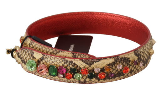 Dolce & Gabbana Beige Exotic Leather Crystals Shoulder Strap - ClickThatClicks 