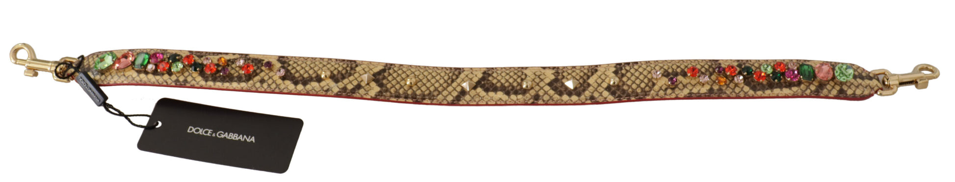 Dolce & Gabbana Beige Exotic Leather Crystals Shoulder Strap - ClickThatClicks 