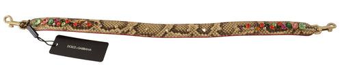 Dolce & Gabbana Beige Exotic Leather Crystals Shoulder Strap - ClickThatClicks 