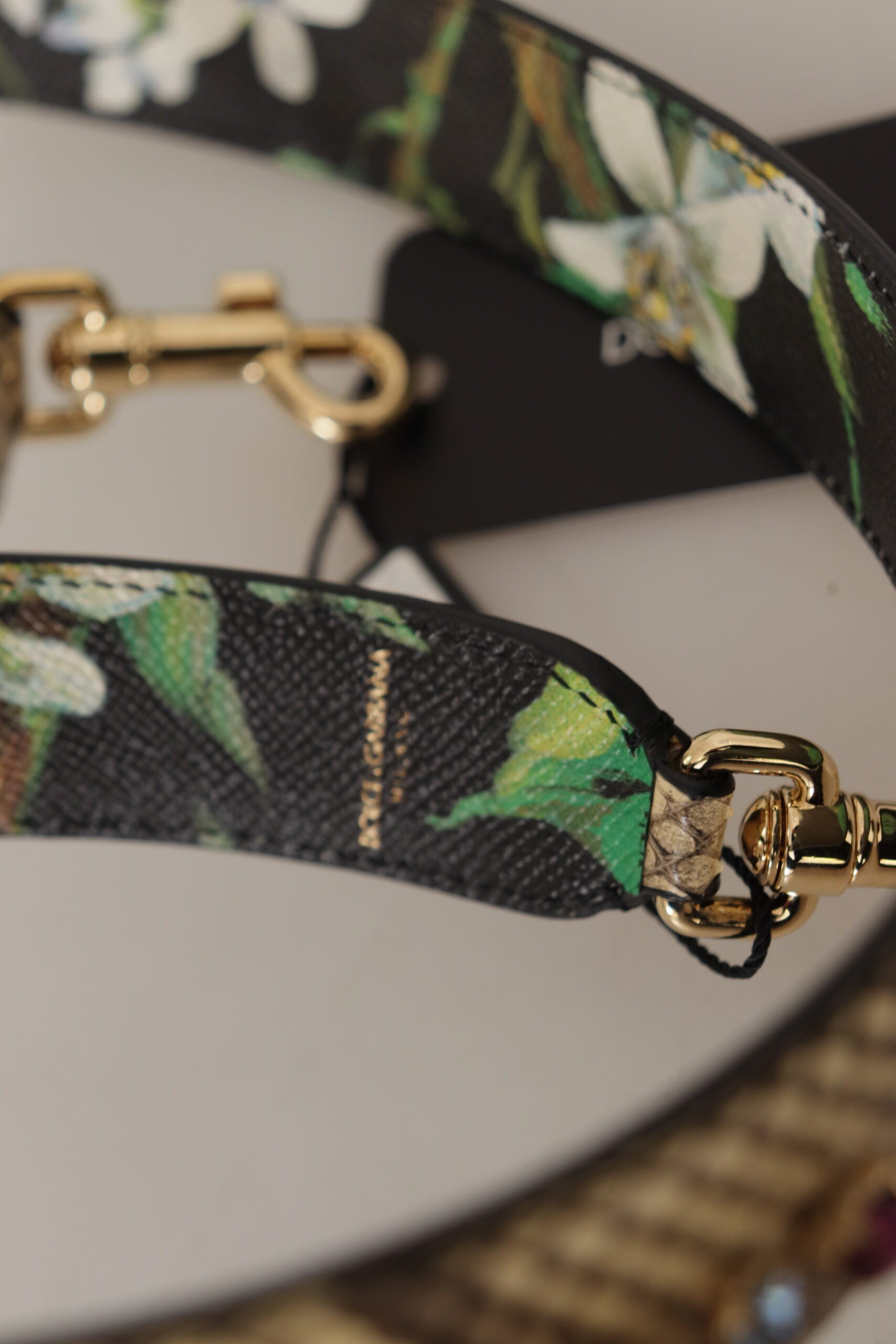 Dolce & Gabbana Beige Exotic Leather Crystals Reversible Shoulder Strap - ClickThatClicks 