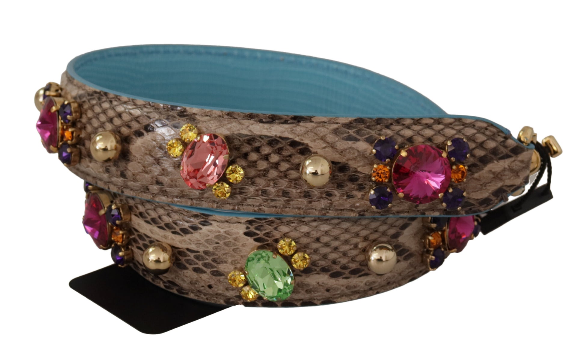 Dolce & Gabbana Brown Exotic Leather Crystals Shoulder Strap - ClickThatClicks 