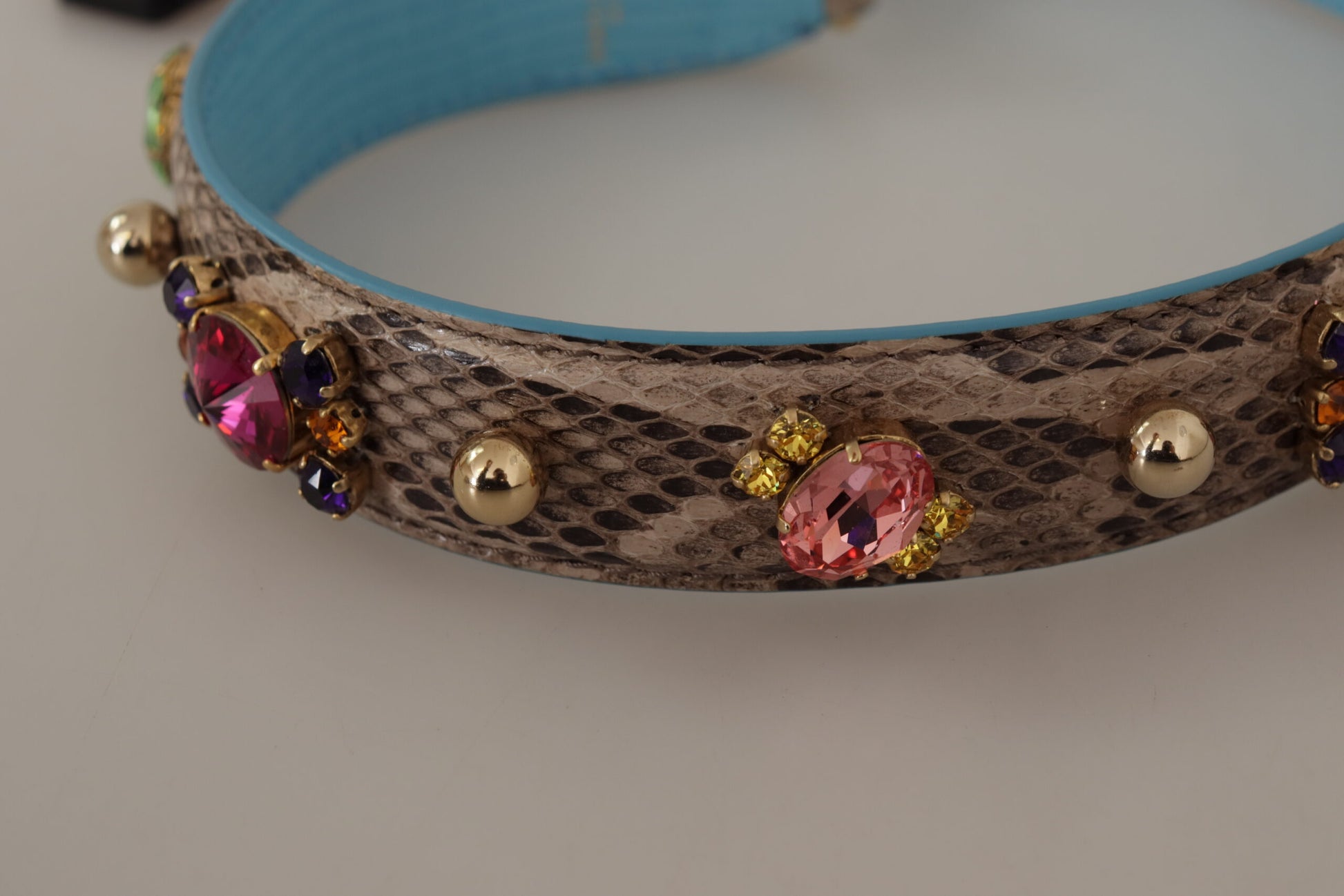 Dolce & Gabbana Brown Exotic Leather Crystals Shoulder Strap - ClickThatClicks 
